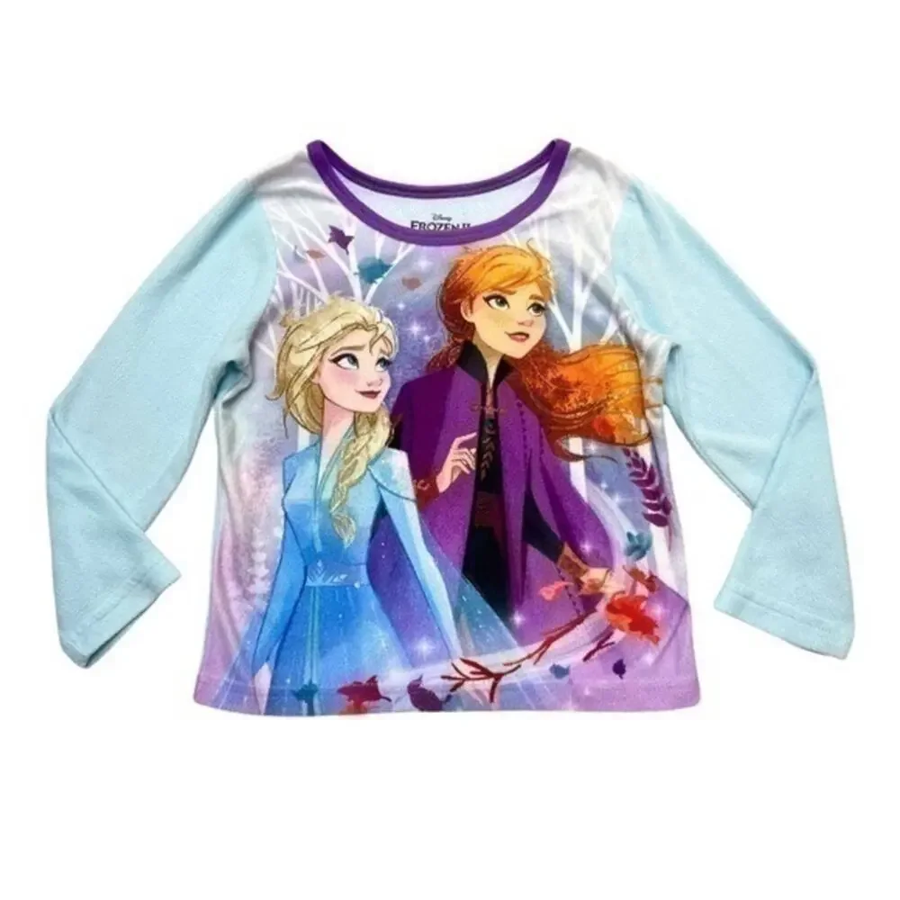 Disney Frozen Elsa and Anna Long Sleeve Pajama Top Loungewear Size 4